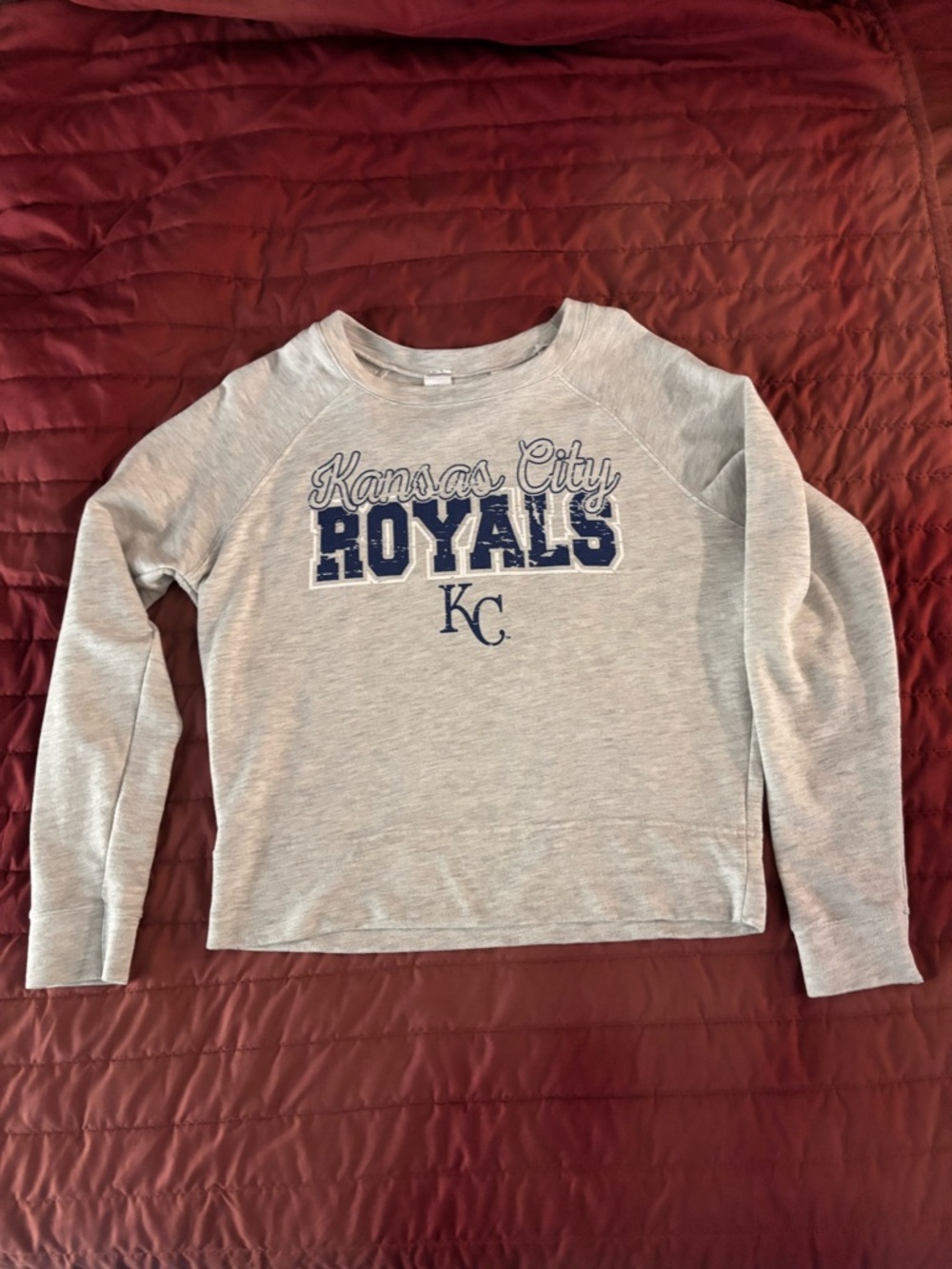 Kansas City Royals Light Gray Crewneck Sweatshirt